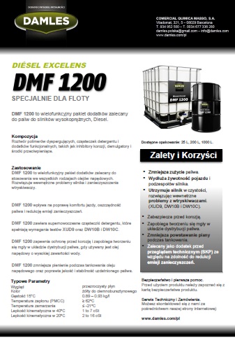 DMF 1200 czyszczenie, oszczedność paliwa, środek przeciw pieniący (DW10)