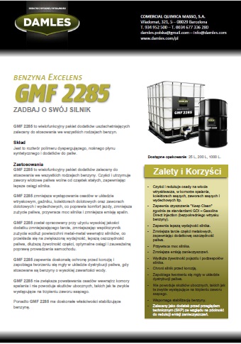 GMF 2285 czyszczenie, zmniejsza zużycie paliwa, zwiekszona moc